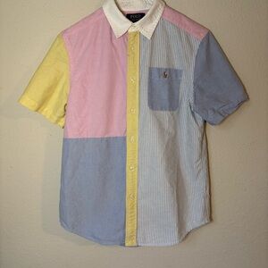Polo by Ralph Lauren Multicolor Patchwork Boys Shirt Size L 14/16